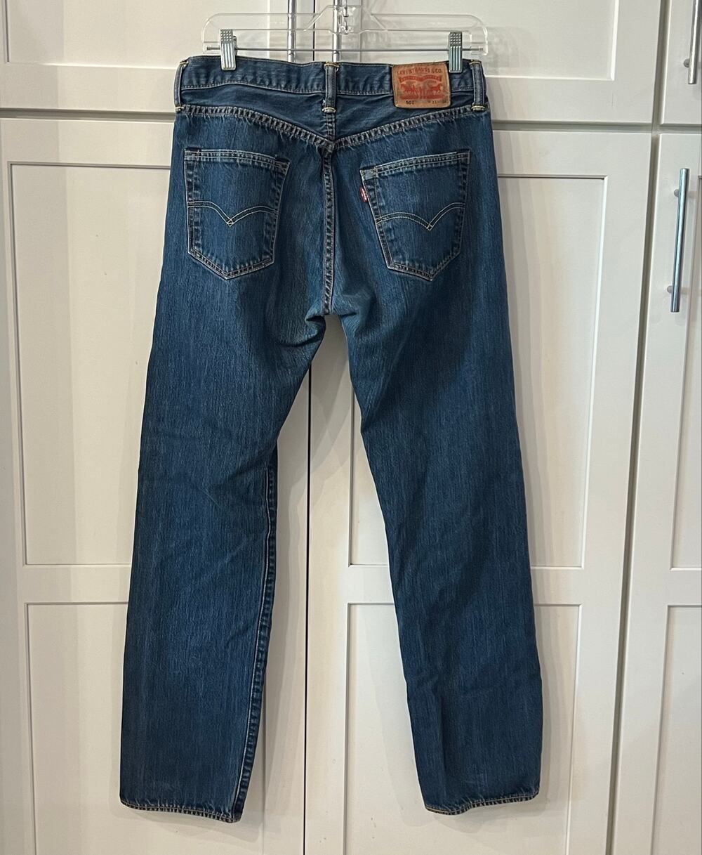 Levis Button Fly 501 Jeans Mens 33X34 Med Wash Vintage Denim Straight Leg